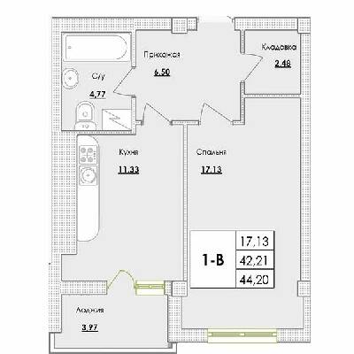 1-комнатная 44.2 м² в ЖК Парк Совиньон от 21 400 грн/м², пгт Таирово