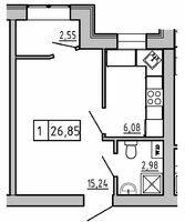 1-комнатная 26.85 м² в ЖК KEKS от 15 150 грн/м², пгт Авангард