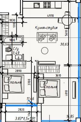 2-комнатная 64.34 м² в ЖК ITown от 36 550 грн/м², Одесса
