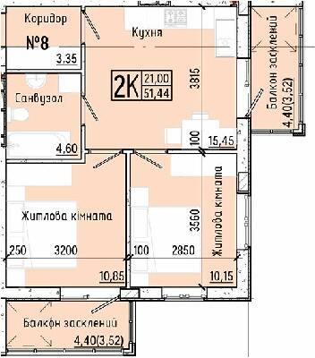 2-кімнатна 51.44 м² в ЖК Акварель-7 від 18 350 грн/м², Одеса