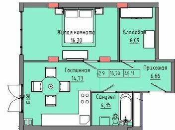 1-комнатная 48.11 м² в ЖК Приморские Сады от 19 850 грн/м², Одесса