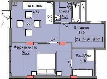 1-кімнатна 48.72 м² в ЖК Приморські Сади від 19 850 грн/м², Одеса