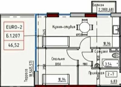 1-кімнатна 46.52 м² в ЖК Простір Eco City (Простір на Радісній від 23 850 грн/м², Одеса