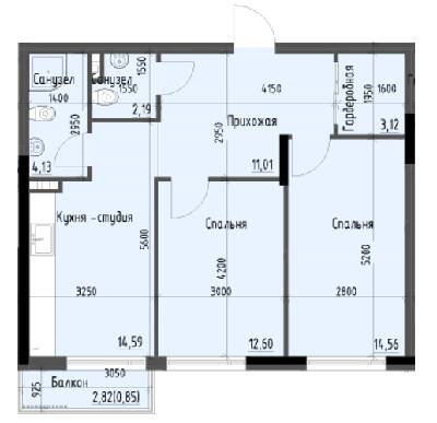 2-комнатная 61.97 м² в ЖК Пространство+ на Дачной от 30 100 грн/м², Одесса