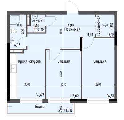2-кімнатна 62.83 м² в ЖК Простір+ на Дачній від 30 100 грн/м², Одеса