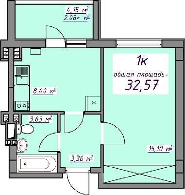1-кімнатна 32.57 м² в ЖМ Сьоме Небо від 17 550 грн/м², смт Авангард