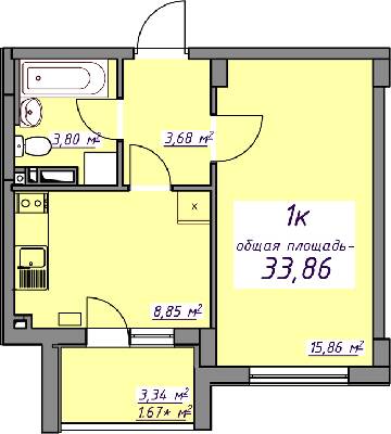 1-кімнатна 33.86 м² в ЖМ Сьоме Небо від 18 350 грн/м², смт Авангард