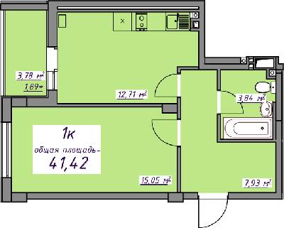 1-комнатная 41.42 м² в ЖМ Седьмое Небо от 18 350 грн/м², пгт Авангард