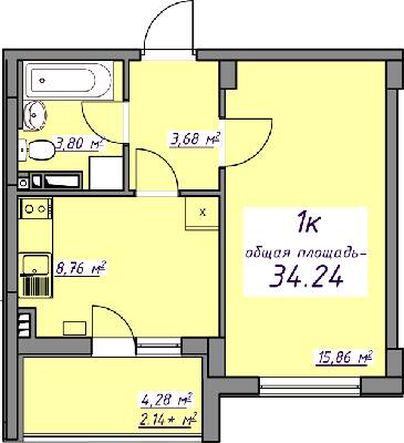 1-комнатная 34.24 м² в ЖМ Седьмое Небо от 19 800 грн/м², пгт Авангард