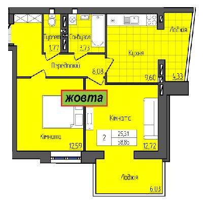 2-кімнатна 58.85 м² в ЖК Затишок від 15 200 грн/м², м. Стрий
