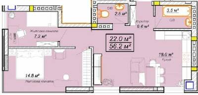 2-комнатная 56.2 м² в ЖК Grand Village от 20 500 грн/м², с. Сокольники