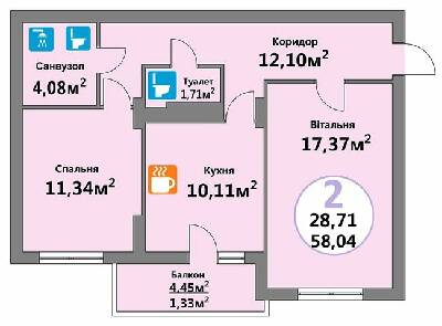 2-кімнатна 58.04 м² в ЖК Еко-дім на Тракті 2 від 17 000 грн/м², с. Лисиничі