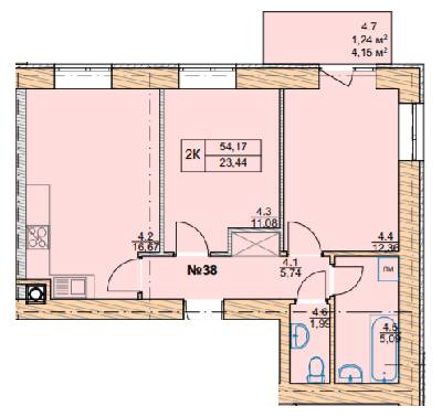 2-комнатная 56.08 м² в ЖК Проект Панорама от 20 900 грн/м², г. Пустомыты