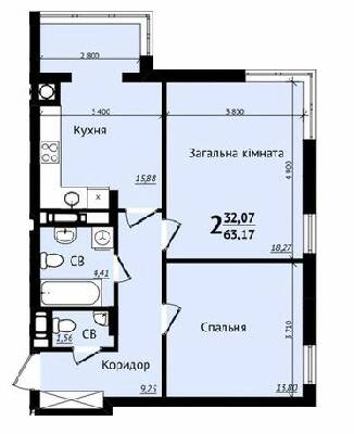 2-комнатная 63.17 м² в ЖК Plus 2 от 26 500 грн/м², Львов