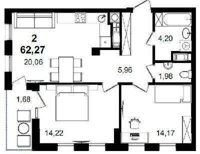2-кімнатна 62.27 м² в ЖК Tiffany apartments від 24 000 грн/м², Львів