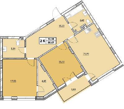 2-комнатная 88.76 м² в ЖК Гиацинт-Люкс от 40 550 грн/м², Львов