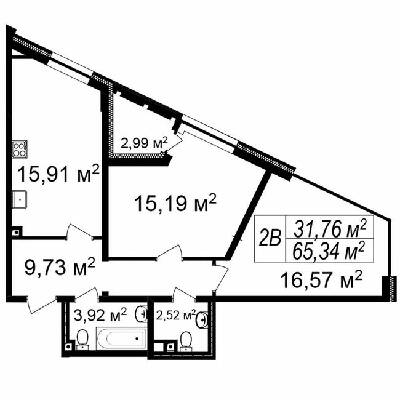 2-комнатная 65.34 м² в ЖК Счастливый Platinum от 39 000 грн/м², Львов