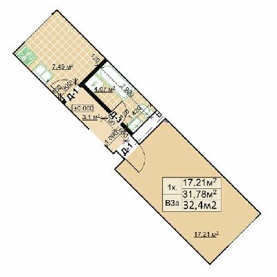 1-кімнатна 32.4 м² в ЖК Столичний квартал від 13 300 грн/м², м. Коломия
