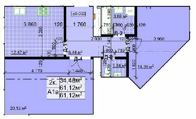 2-кімнатна 61.12 м² в ЖК Столичний квартал від 13 300 грн/м², м. Коломия