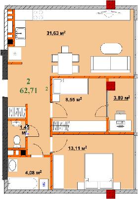 2-комнатная 62.71 м² в ЖК Provance Home от 17 300 грн/м², Ивано-Франковск