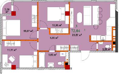 3-комнатная 72.04 м² в ЖК Provance Home от 17 300 грн/м², Ивано-Франковск