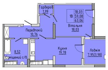 1-кімнатна 63.06 м² в ЖК Sonata від 15 800 грн/м², Івано-Франківськ