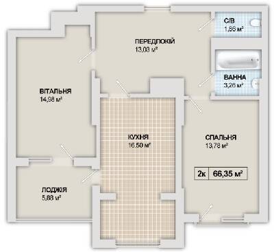 2-комнатная 66.35 м² в ЖК Sonata от 15 800 грн/м², Ивано-Франковск
