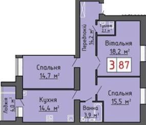 3-комнатная 87 м² в ЖК Оберег от 17 500 грн/м², Луцк