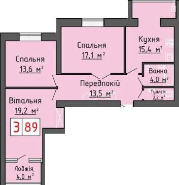 3-комнатная 89 м² в ЖК Оберег от 18 000 грн/м², Луцк