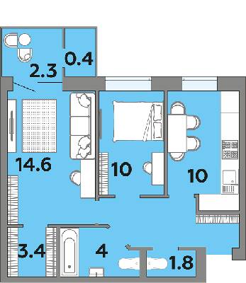 2-комнатная 55.9 м² в ЖК Яровица от 19 450 грн/м², Луцк