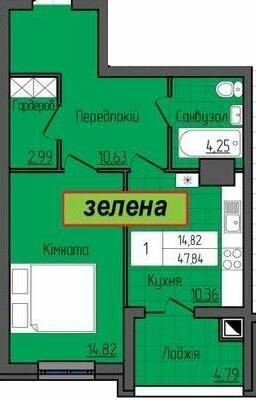 1-кімнатна 47.84 м² в ЖК Grand City Dombrovskyi від 19 300 грн/м², Житомир