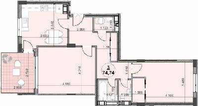 2-кімнатна 74.74 м² в ЖК Bavaria Group від 18 150 грн/м², Ужгород