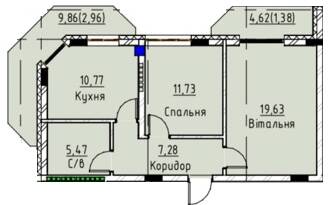 2-комнатная 59.22 м² в ЖК Графит от 16 000 грн/м², Ужгород