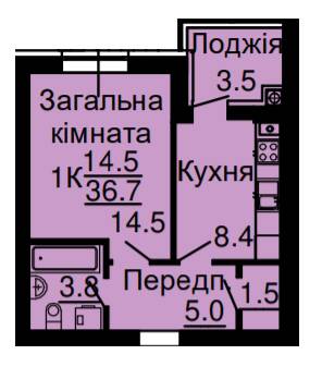 1-комнатная 36.7 м² в ЖК Львовский затышок (Львовский маеток) от 21 600 грн/м², с. Софиевская Борщаговка