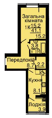 1-комнатная 41.1 м² в ЖК Львовский затышок (Львовский маеток) от 21 600 грн/м², с. Софиевская Борщаговка