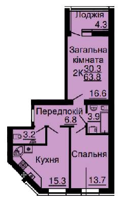 2-комнатная 63.8 м² в ЖК Львовский затышок (Львовский маеток) от 20 600 грн/м², с. Софиевская Борщаговка