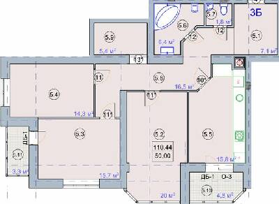 3-кімнатна 110.44 м² в ЖК на вул. Первомайська, 7 від 19 600 грн/м², м. Бердянськ