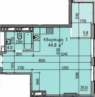 1-комнатная 44.8 м² в ЖК River Hall от 25 100 грн/м², Запорожье