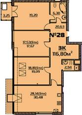 3-комнатная 116.8 м² в ЖК Бородино от 23 100 грн/м², Запорожье