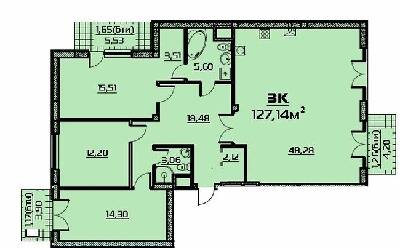 3-комнатная 127.14 м² в ЖК Бородино от 22 500 грн/м², Запорожье