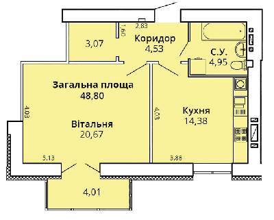 1-кімнатна 48.4 м² в ЖК Прем'єр Хаус від 20 300 грн/м², Миколаїв