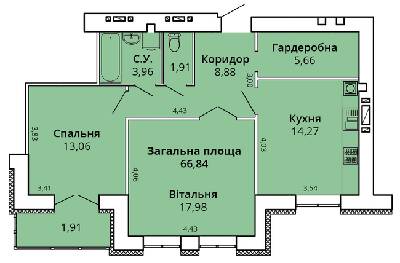 2-комнатная 68.97 м² в ЖК Премьер Хаус от 22 000 грн/м², Николаев