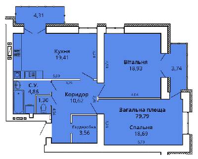 2-кімнатна 83.73 м² в ЖК Прем'єр Хаус від 22 000 грн/м², Миколаїв