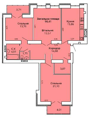3-кімнатна 102.29 м² в ЖК Прем'єр Хаус від 22 000 грн/м², Миколаїв
