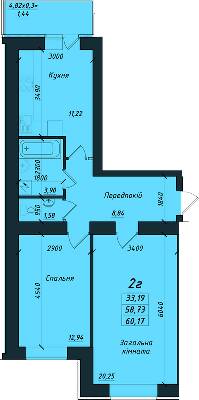 2-комнатная 60.11 м² в ЖК на ул. Никитченко, 3 от 17 100 грн/м², Полтава