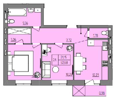 2-комнатная 52.68 м² в ЖК Синергия Color от 15 800 грн/м², Ровно