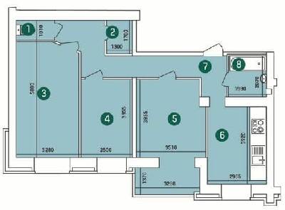 3-комнатная 89.42 м² в ЖК Заречный от 15 500 грн/м², Сумы