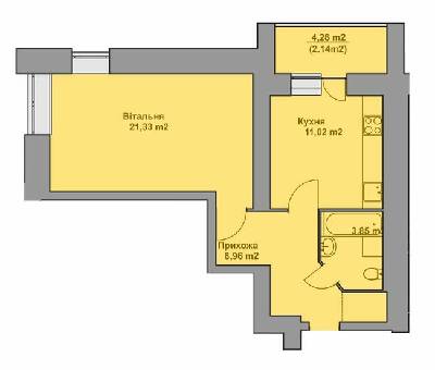 1-кімнатна 47.03 м² в ЖК Комфорт Таун плюс від 17 050 грн/м², с. Петриків