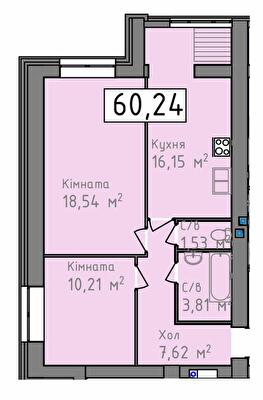 2-комнатная 60.24 м² в ЖК Status от 16 250 грн/м², Херсон