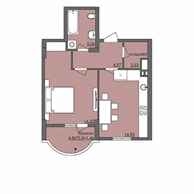1-комнатная 50.15 м² в ЖК Плаза Квартал от 18 450 грн/м², Херсон